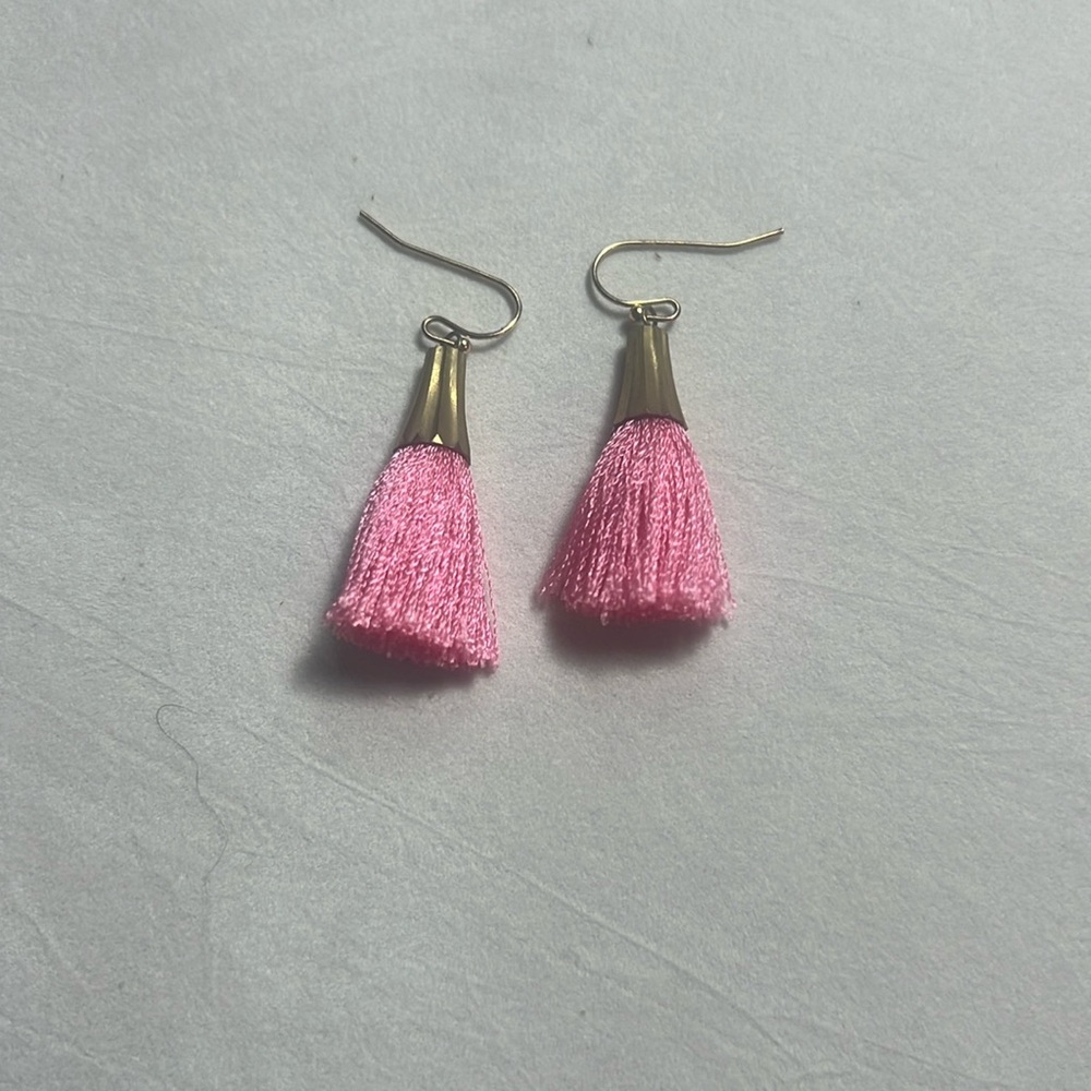 Pink and gold dangle earings